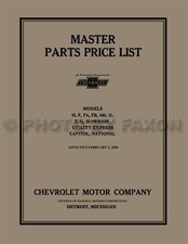 Chevrolet Master Parts Book 1924 1925 1926 1927 1928 Chevy Car And Truck Catalog