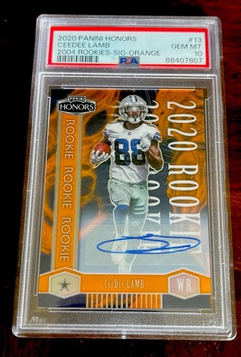 CeeDee Lamb 2020 Panini Honors Rookie Orange Auto #16/25 PSA 10 COWBOYS