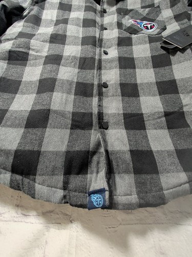 Mens Large NFL Tennessee Titans Quilted Snap Button Down Jacket Shirt NEW - Picture 4 of 16