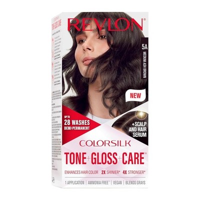 Revlon ColorSilk Tone + Gloss+Care Demi Permanent Hair Color 5A Medium Ash Brown