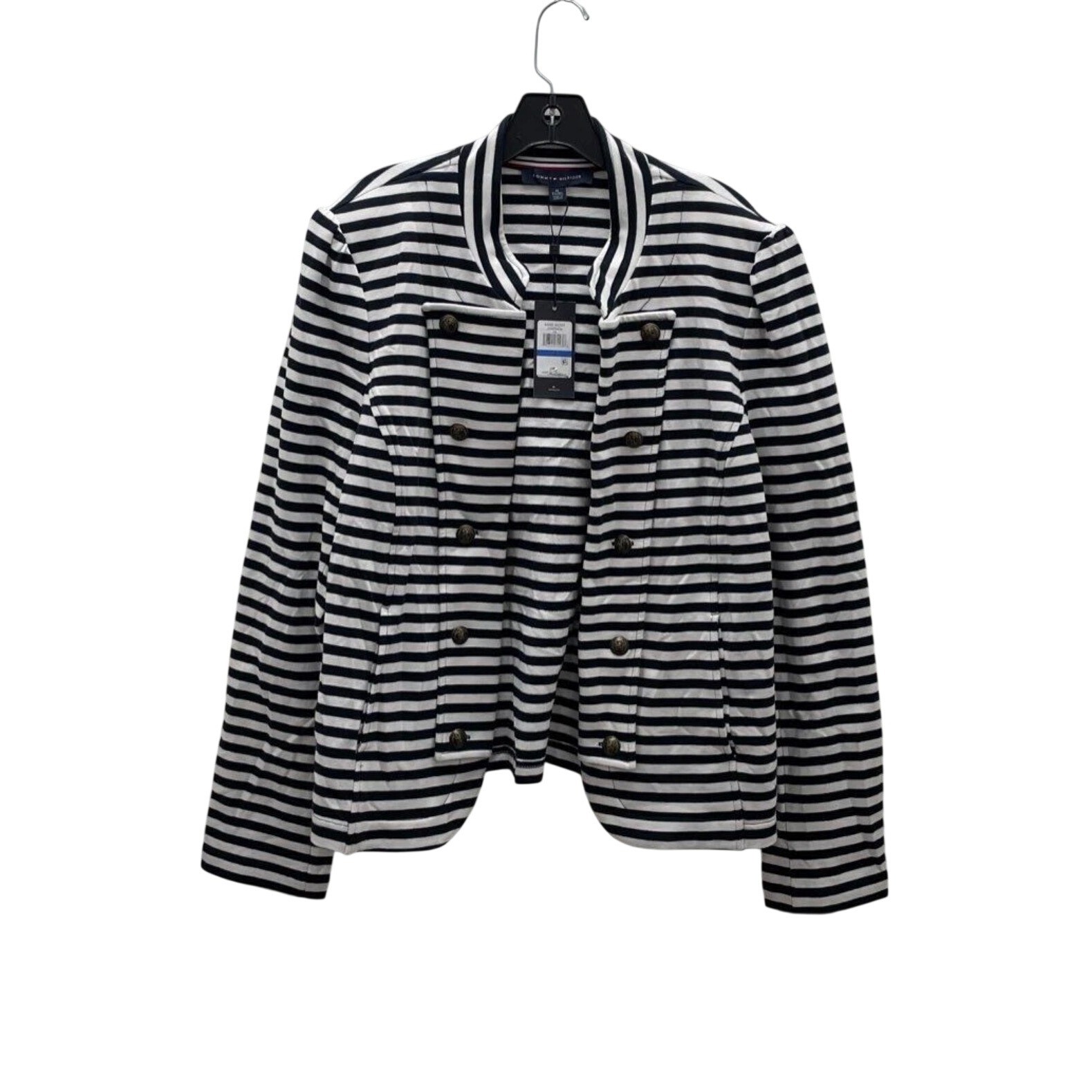 🤑Tommy Hilfiger💙⚓️💙Band Jacket  White Striped Military nautical Blazer XL$109 thumbnail 2