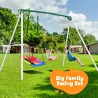 Hapfan 700lb 9.5' Tall Heavy Duty Metal Swing Set with 3 Swings Outdoor Swingset