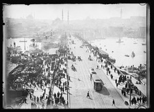 Photo:Constantinople Turkey 1920s waterfront bridge crowd tram skyline