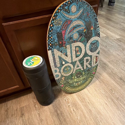 Indo Board Wood Balance Board Trainer Set w/ Roller Cylinder, 2-Piece Multicolor