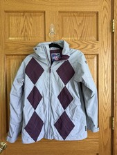 Vintage Burton Argyle Womens Ski Coat XL Gray Purple Snowboard Outdoor Athletic