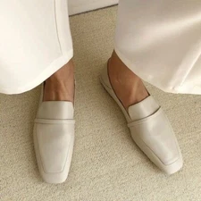 Cow Leather Square Toe Women Flats Loafers Women Shoe Mules Woman Shoes