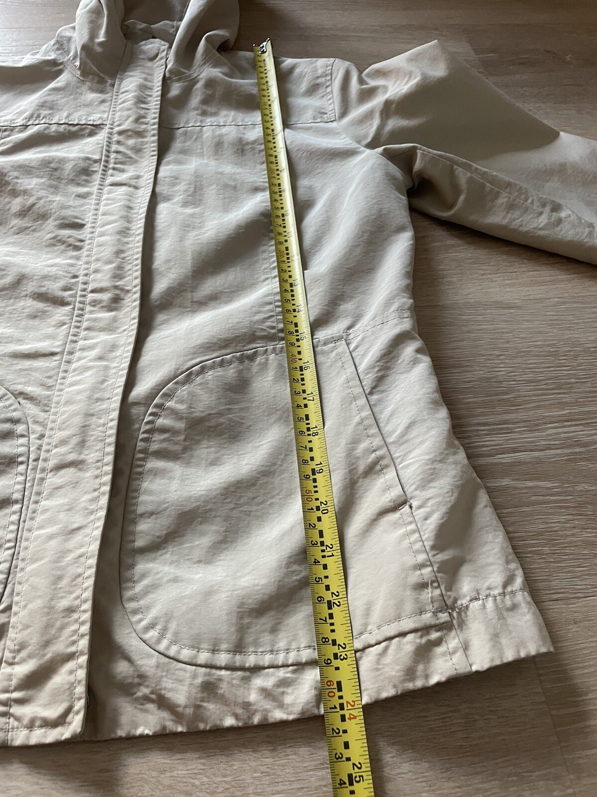 H & M Spring Jacket S Tan Neutral Zip Hooded Nylon Capsule Minimal Classic thumbnail 11