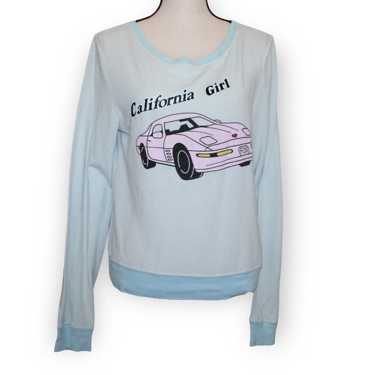 Wildfox Women Size XS Blue Long Sleeve T-Shirt Oversized