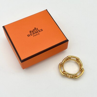 Auth HERMES Chaine D'Ancre Scarf Ring Charm Gold Metal Vintage | eBay