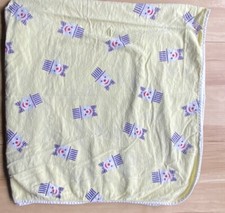 Vintage Baby Blanket Receiving Swaddle Blanket Pale Yellow Flannel Handmade 