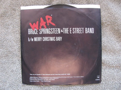 Bruce Springsteen E Street Band WAR 45 Single Merry Christmas Baby Ex Condition - Picture 2 of 4