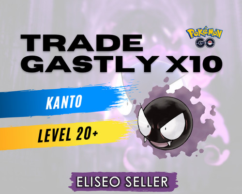 Pokemon Gastly x10 GO - Chance Lucky - Kanto