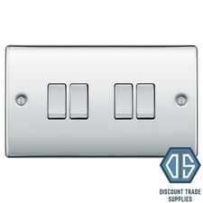 BG Nexus Polished Chrome Light Switch NPC12 NPC42 NPC43 NPC44 2 Way 1 2 3 4 Gang