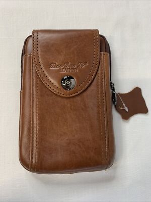 Xiao Duo Li Black Leather Logo Lined ZIP Belt Loop Wallet New With Tags