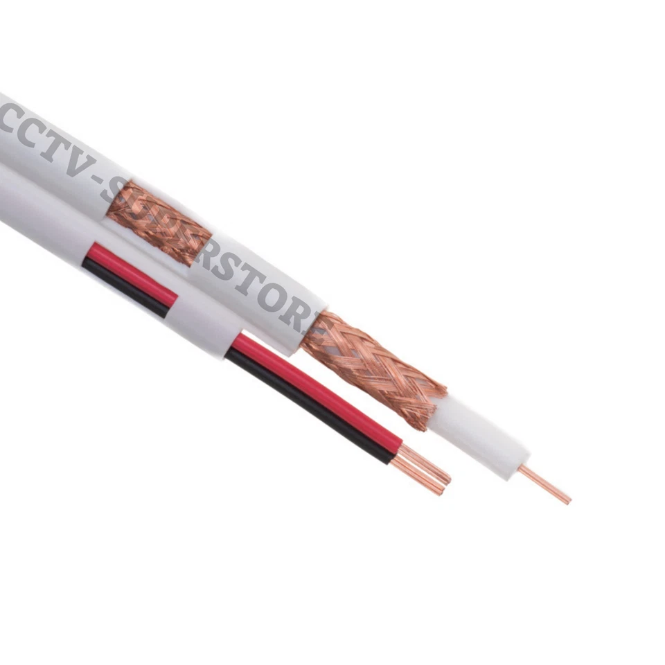 500FT RG59 Siamese Coaxial Cable 18/2 20AWG White - for CCTV & Security Systems - Image 2 of 4