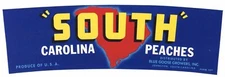 SOUTH Brand, Carolina Peaches **AN ORIGINAL PEACH CRATE LABEL** 
