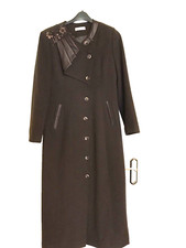 Sheer Quality Adilla Brown Long Coat. Kate Hamilton Style.buttoned Size 10