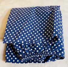 Pottery Barn Kids Navy Blue White Polka Dot Crib Toddler Fitted Sheet Org Cotton