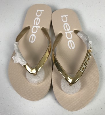 bebe gold flip flops