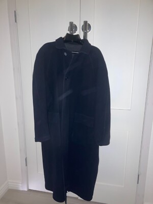Mark Shale 100% Wool Long Overcoat 44L  Reversible Navy Grey