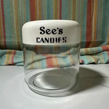 Vintage See's Candies Glass Jar Candy Canister Gemco