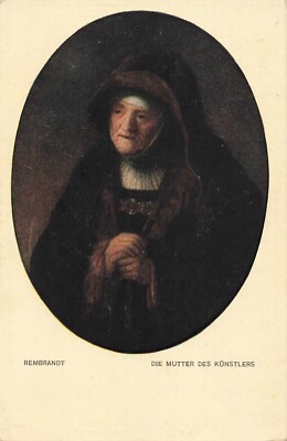 Postcard Rembrandt Painting Die Mutter des Kunstlers Germany