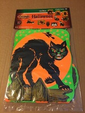 VINTAGE RETRO HALLOWEEN BEISTLE FLUORESCENT CUT OUTS 10 CT (8.5