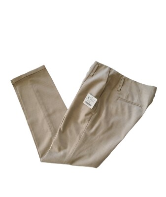 ZARA Basic Beige Front Zip Slim Leg Ankle Crop Women's Dress Trouser Pants SZ M