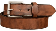 Brown Oil Tanned Bullhide Belt With Bullhorn Scalloped Tabs USA Made