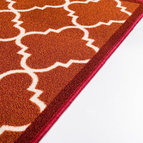 TEXTILE KITCHEN RUG (nonskid back)(20"x30") BROWN BROOKLYN TRELLIS QUATREFOIL,WW - Picture 11 of 11