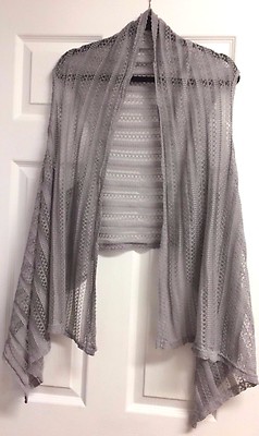 Shawl Knit diamond and chevron strips Summer Coat Cover-Up Top Blouse,Gray