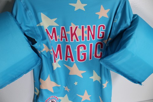 Camisa de Natación Poolmaster Lil Nadadores Flotadores Cremallera 30-50 lb | Unicornio Azul 50549 - Imagen 8 de 8