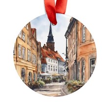 YSTAD SWEDEN Street Scene, Swedish Travel, Personalized Acrylic Ornament Gift