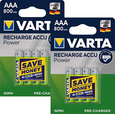 Varta 8er Pack Telefonakku, Mobilteilakku AAA Micro 800 mAH vorgeladen