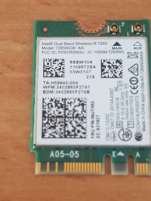 Intel Dual Band Wireless-N7265   Model: 7265NGW