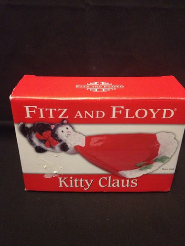 FITZ & FLOYD Kitty Claus Weihnachten Urlaub Servieren Leckerbissen Schale Neu im Karton - Bild 2 von 8