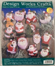 Santa Claus Felt Christmas Ornaments craft Kit NEW Design Works Crafts makes 13