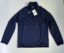 Nike CN9492-419 Blue DriFit Mens Sweatshirt Long Sleeve Training Zip Pullover