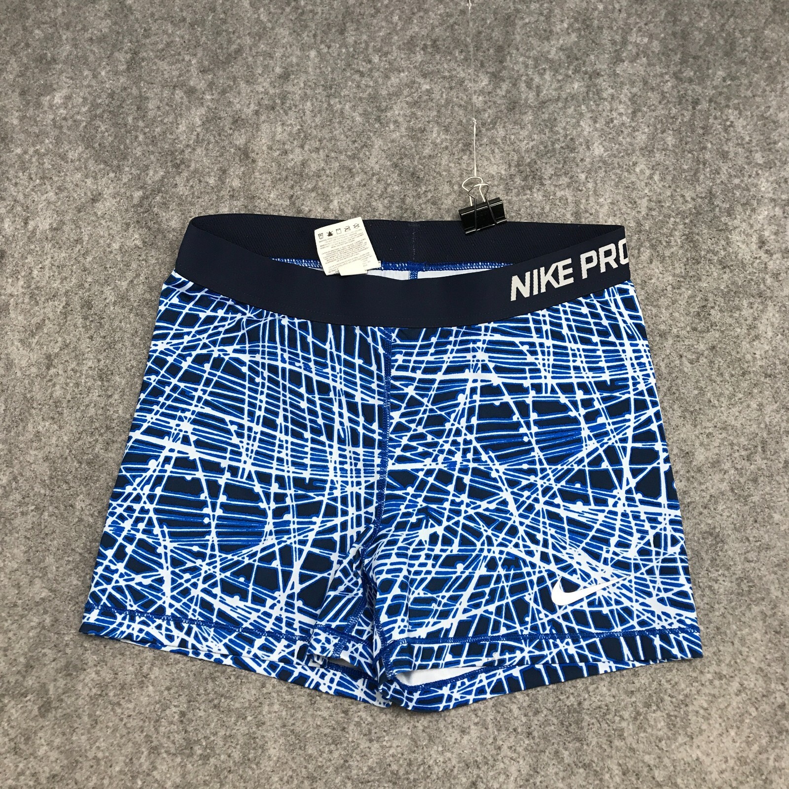 Nike Pro Shorts Womens Size Large Blue Patterned Pull On Stretch Active  Spandex | eBay