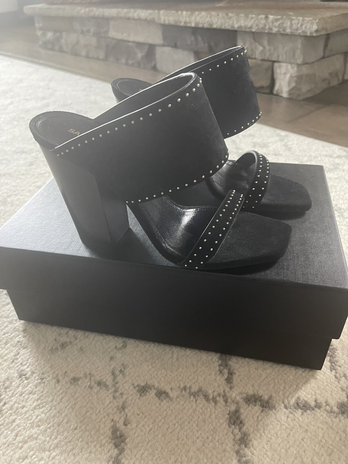 Nuovo con scatola!!! Sandali borchiati Saint Laurent rovere nero con borchie taglia 37 7