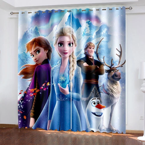 Niños Anna Elsa Princesa Opacas Cortinas Ojales 3D Cortina Cortina Regalo - Imagen 6 de 19