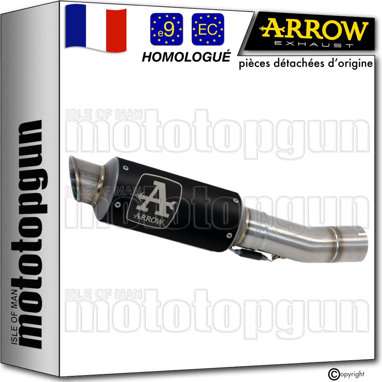Échappement Arrow GP2 nichrom noir gain de poids pour BMW S1000 RR