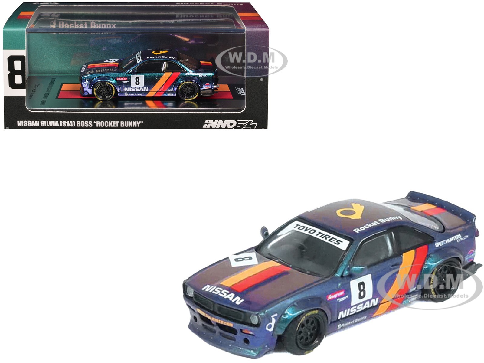 NISSAN SILVIA (S14) BOSS RHD #8 ВОЛШЕБНЫЙ ФИОЛЕТОВЫЙ 1/64 ОТ INNO MODELS IN64-S14B-PRP