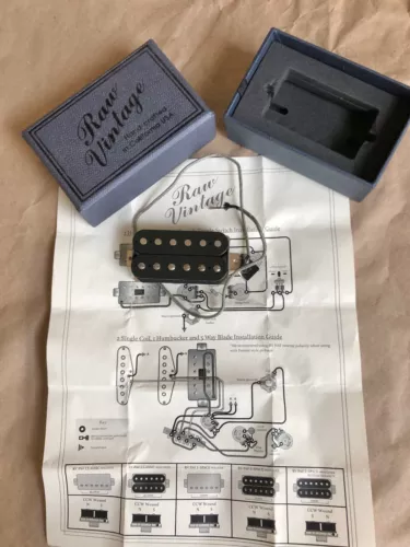 Raw Vintage RV-PAF Humbucker, F-Spaced, Aged Double Black Bobbins, Free Shipping