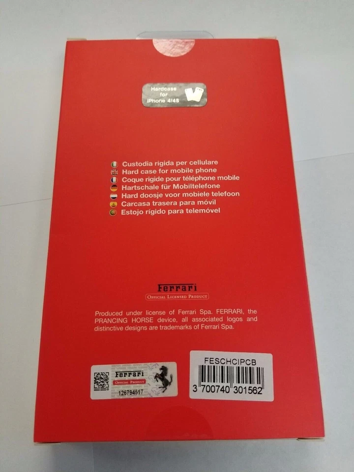 Black and White Scuderia Ferrari Hard Slim Case for iPhone 4 4S Protective Cover - Image 2 of 4