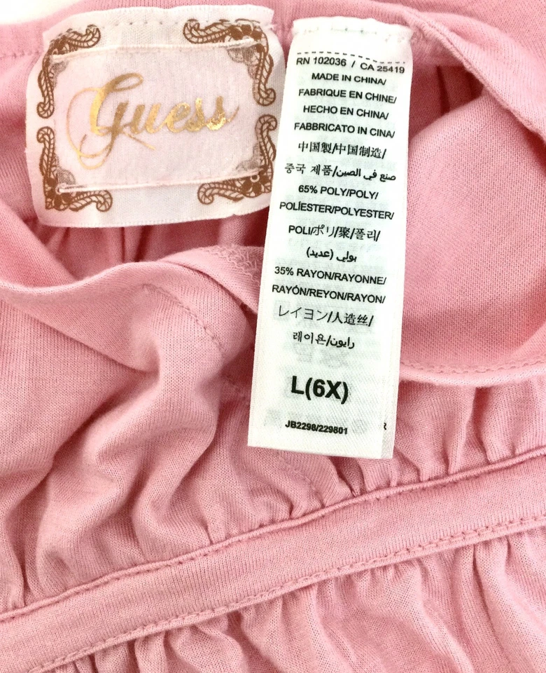 Camisa Guess Jeans Auténtica Niñas Rosa Joya Talla Grande 6X Foto 4 de 4