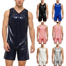 Men Special Needs Clothing Diaper Coveralls One Piece Leotard in Solid Color