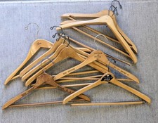 Vintage 50s/60s Wooden Hanger LOT OF 10 Branded  Unmarked USA MADE Heavy Duty