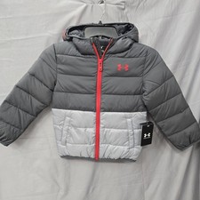 Under Armour Boys Size 5 Pronto Color-Block Puffer Jacket Gray Brand New
