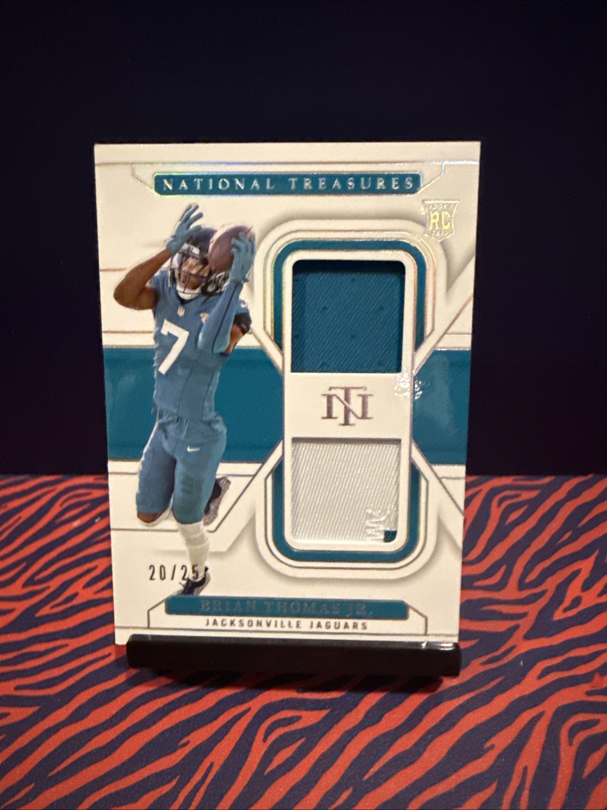 2024 National Treasures Brian Thomas Jr. Rookie Dual RC Patch Holo Silver #/25